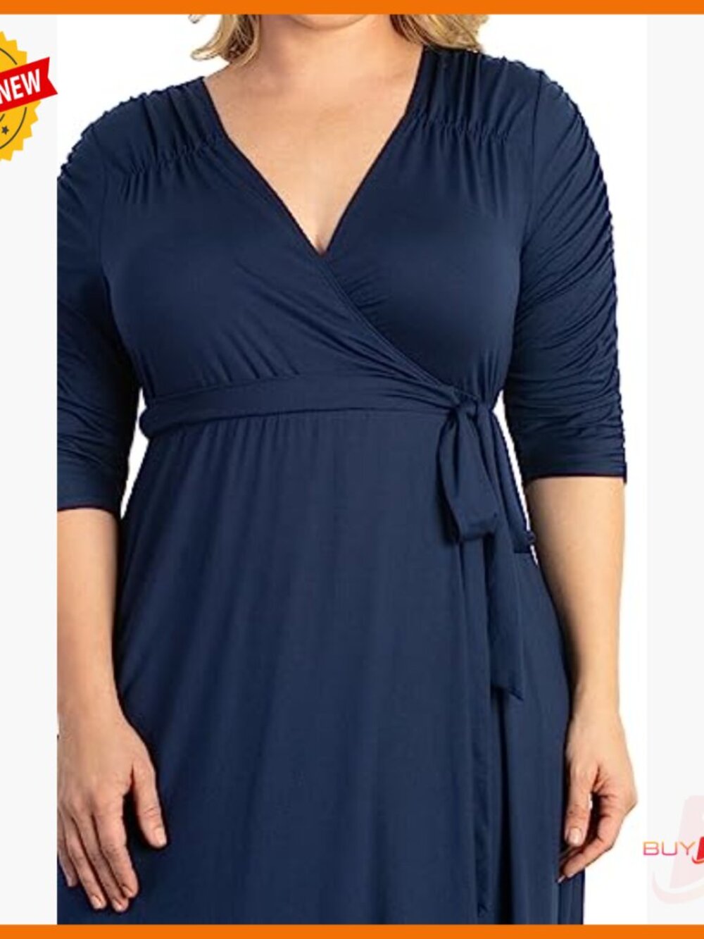 Plus Size Maxi Wrap Dress with High-Low Hemline for Wedding Guest Work Casual - Picture 2 of 4